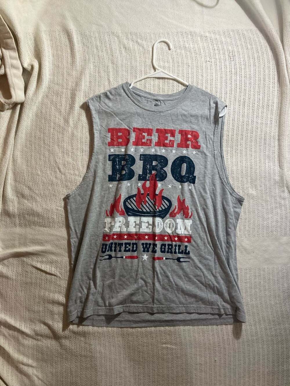 Way to Celebrate! Patriotic Beer BBQ Sleeveless Tank Top XL (46-48)